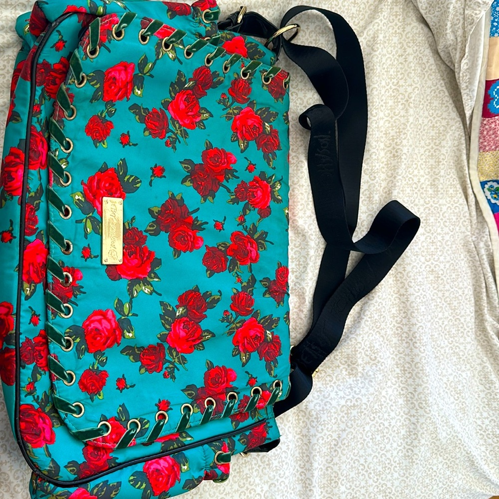 Betsey Johnson Floral Rose Messenger Diaper Bag